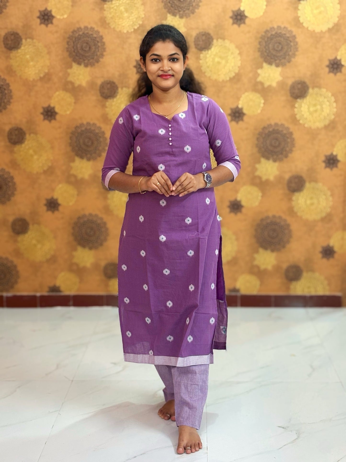 Handloom Butta Cotton Salwar Set with Lining & Cotton Dupatta - HCK 1135