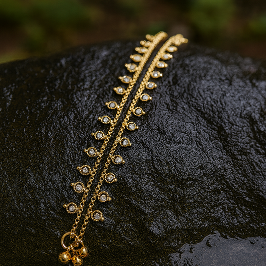 White Stone Stunning Gold Look Anklets - ANK - 1120
