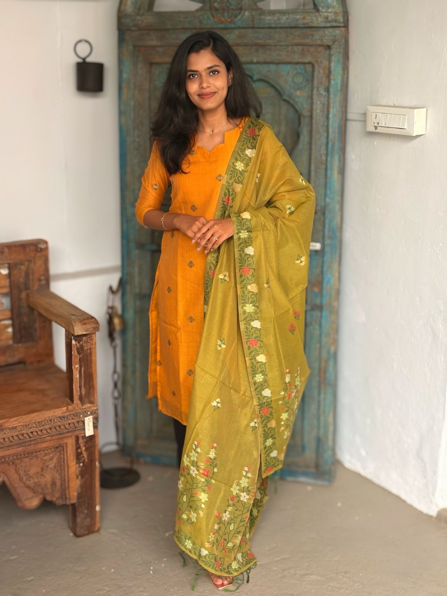 Golden Leaf Top & Dupatta