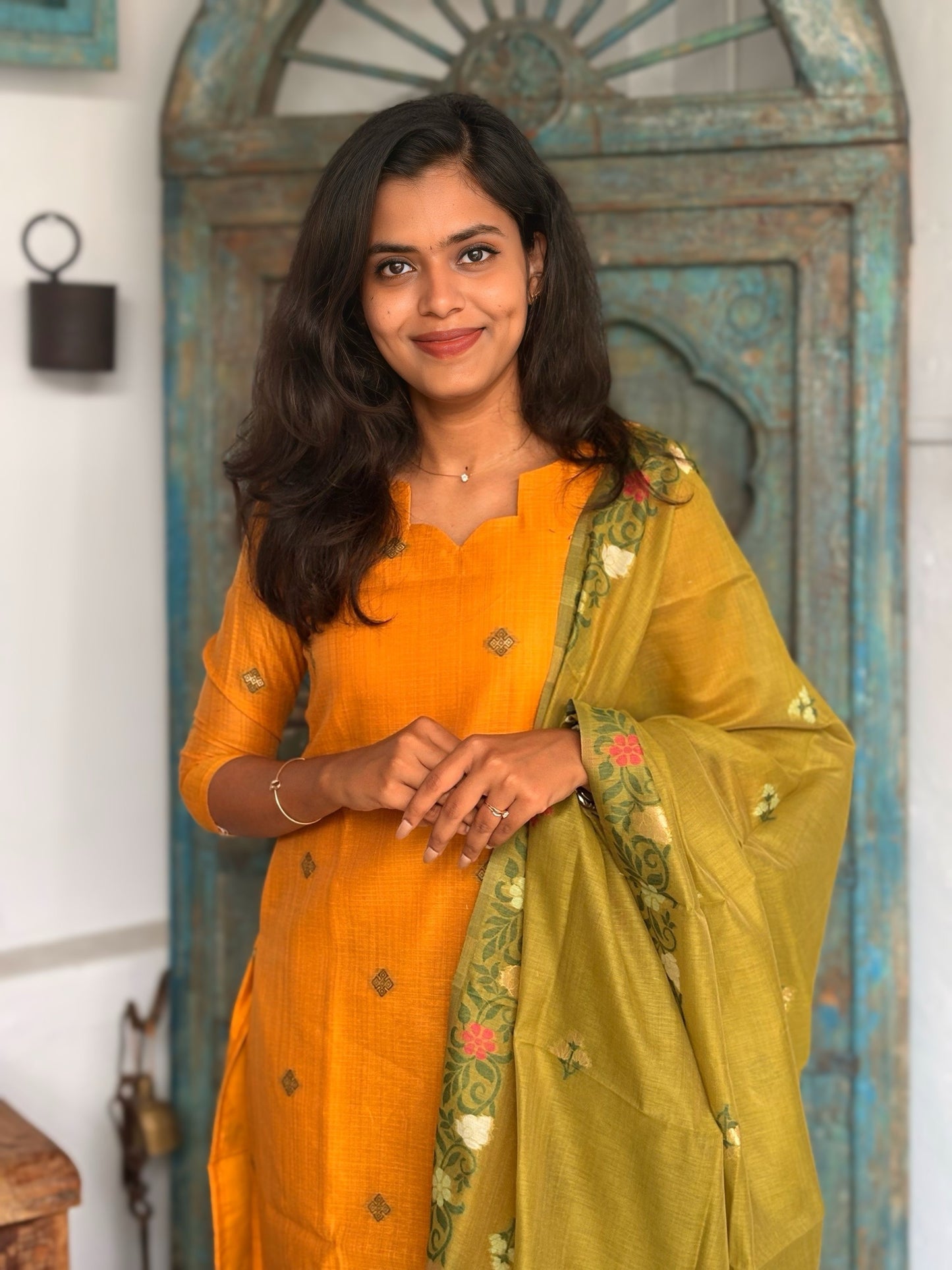 Golden Leaf Top & Dupatta