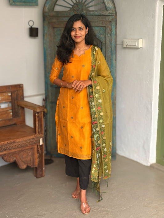 Golden Leaf Top & Dupatta