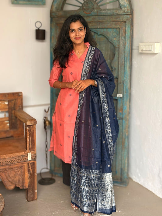 Blush Navy Top & Dupatta