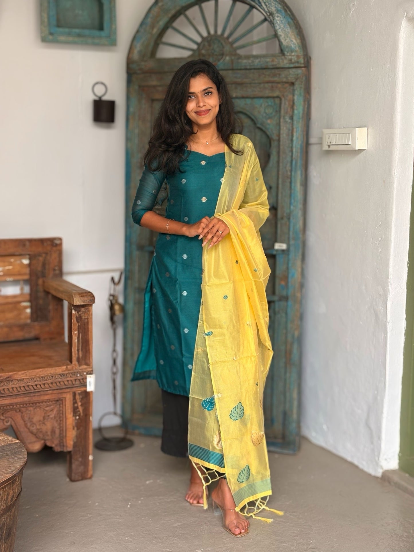 Peacock Shine Top & Dupatta