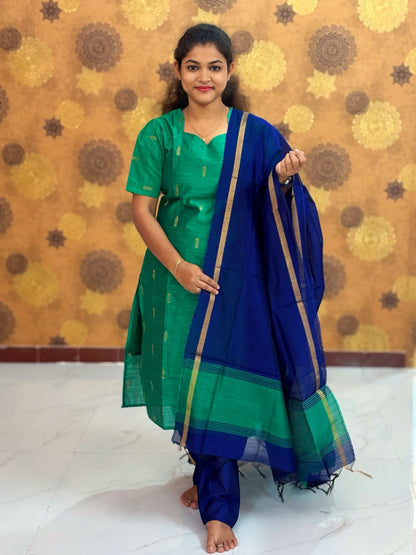 Premium Raw Silk Salwar Set with Lining & Silk Dupatta - RSK 1131