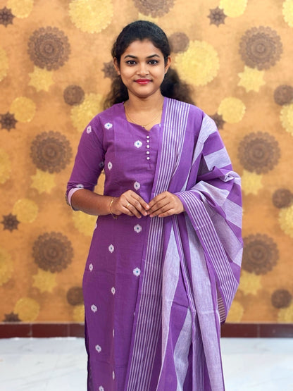 Handloom Butta Cotton Salwar Set with Lining & Cotton Dupatta - HCK 1135