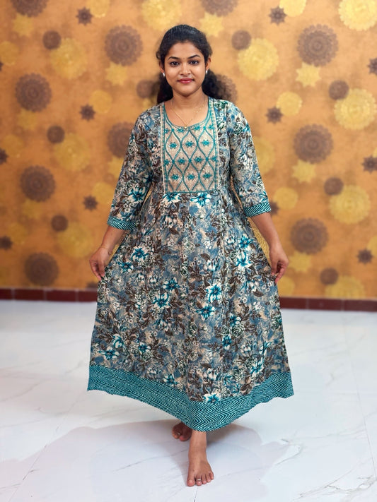 Embroidery Yoke pattern Long Umbrella Kurtis - Max 0010