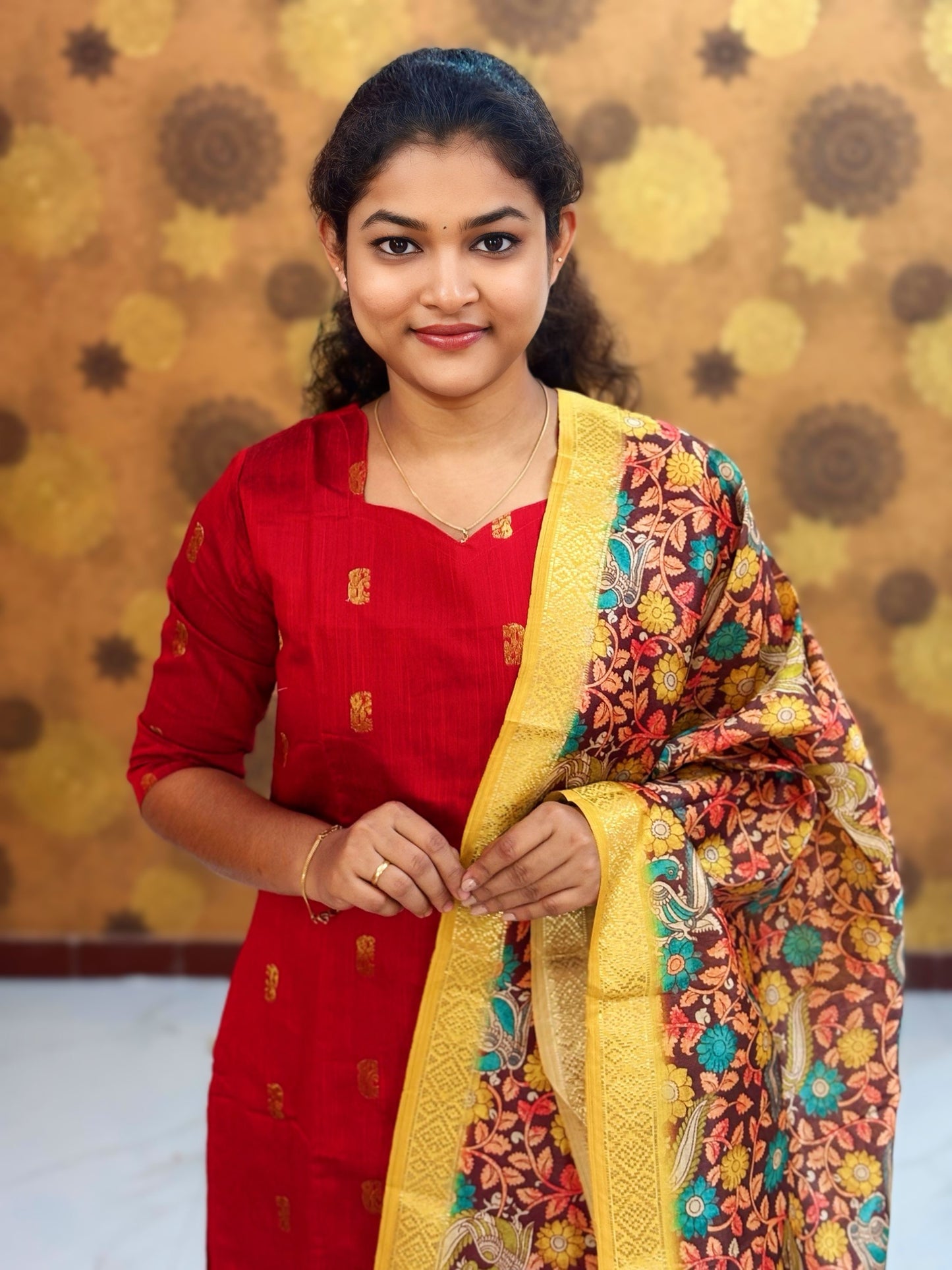 Premium Raw Silk Top Cotton Lining & Kalamkari Dupatta - RSK 1144