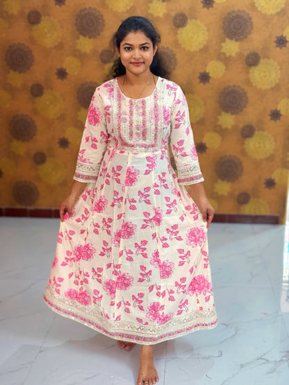 Embroidery Yoke pattern Long Umbrella Kurtis - Max 0013
