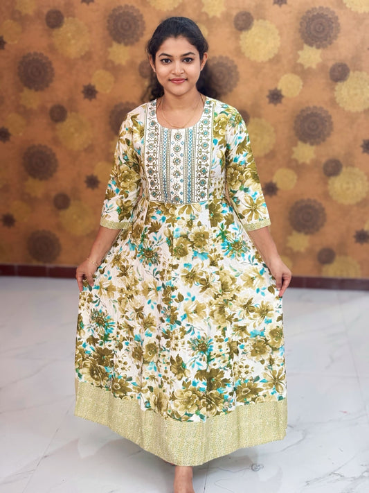 Embroidery Yoke pattern Long Umbrella Kurtis - Max 0014