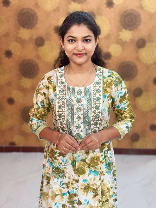 Embroidery Yoke pattern Long Umbrella Kurtis - Max 0014