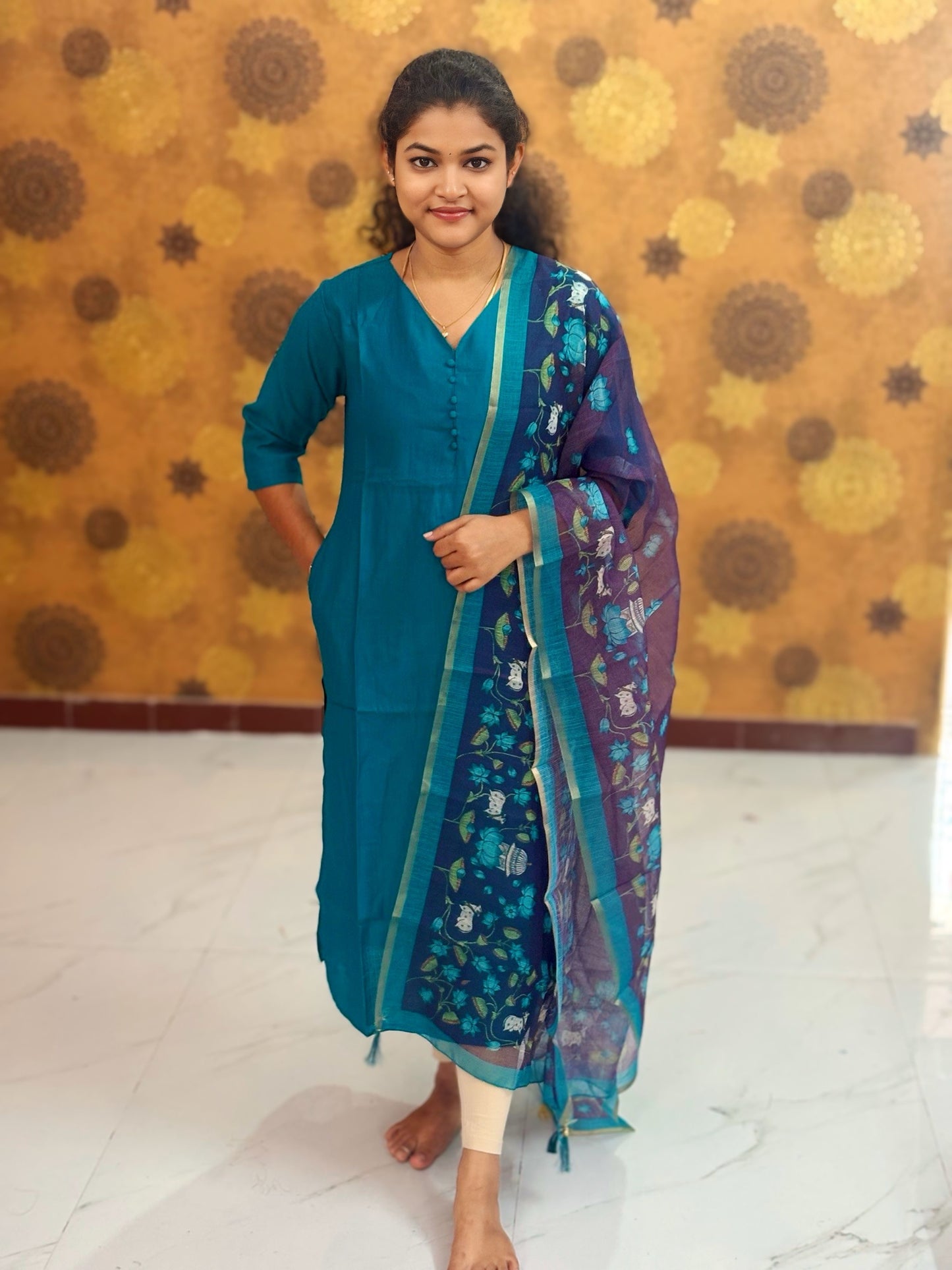 Vatican Silk Top & Kalamkari Dupatta - VAK 1151