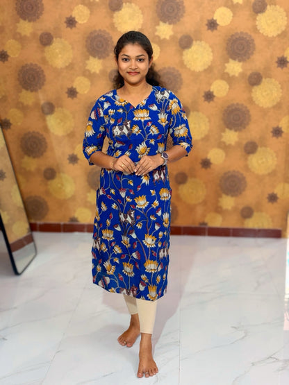Kalamkari Hand Block Print with Traditional Designs - KAL 1254