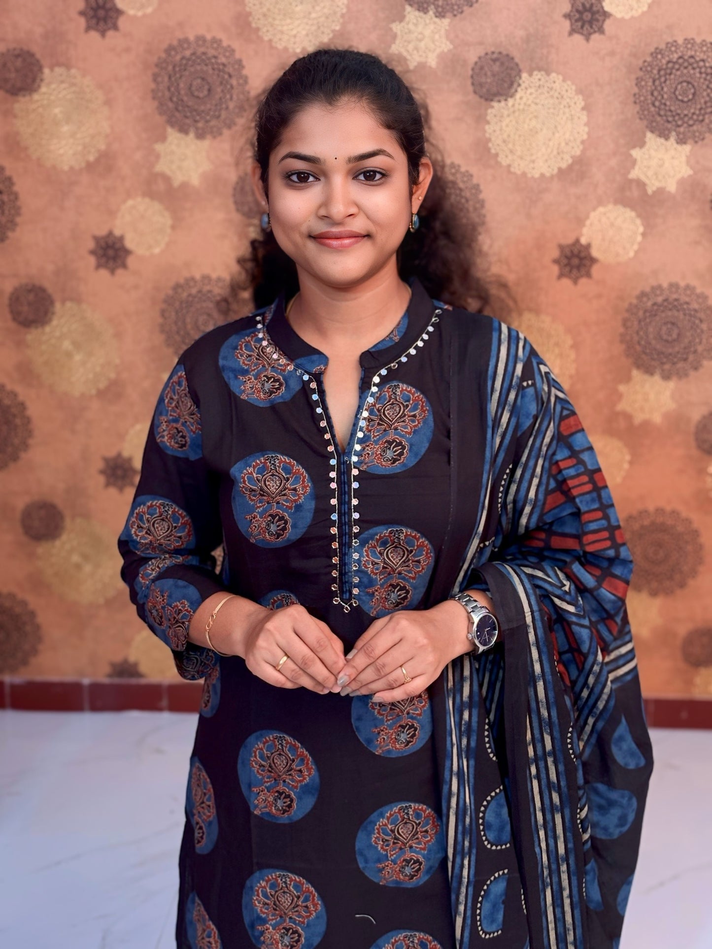 Black Ajrakh Salwar Suit
