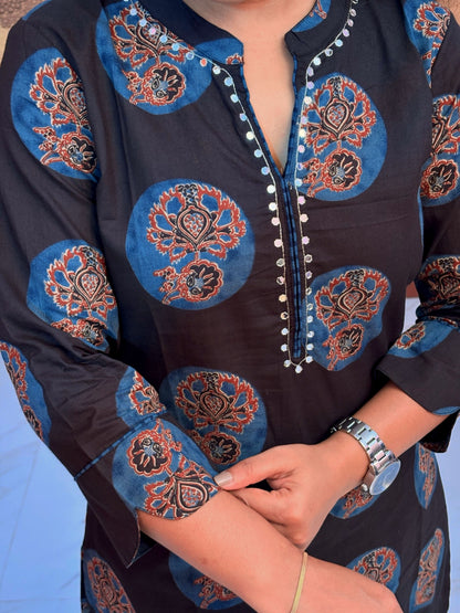 Black Ajrakh Salwar Suit
