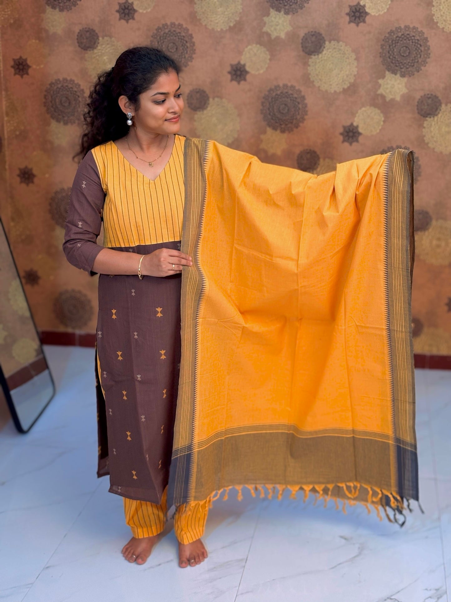 Mocha Mustard Salwar Suit